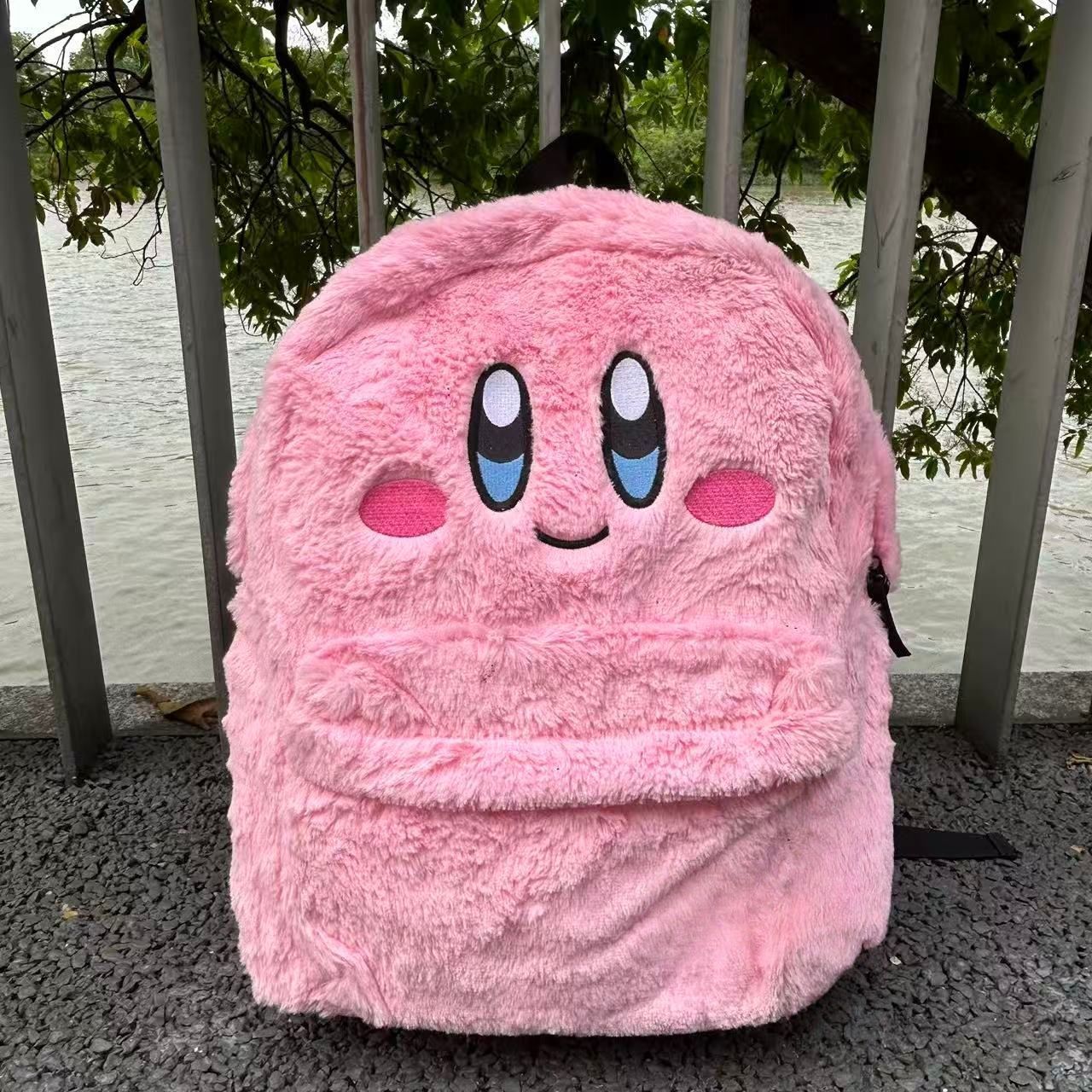 Travel Accessories As Gifts - Kawaii Kirby Plüsch-Rucksack, große Kapazität, Cartoon-Schultertasche,