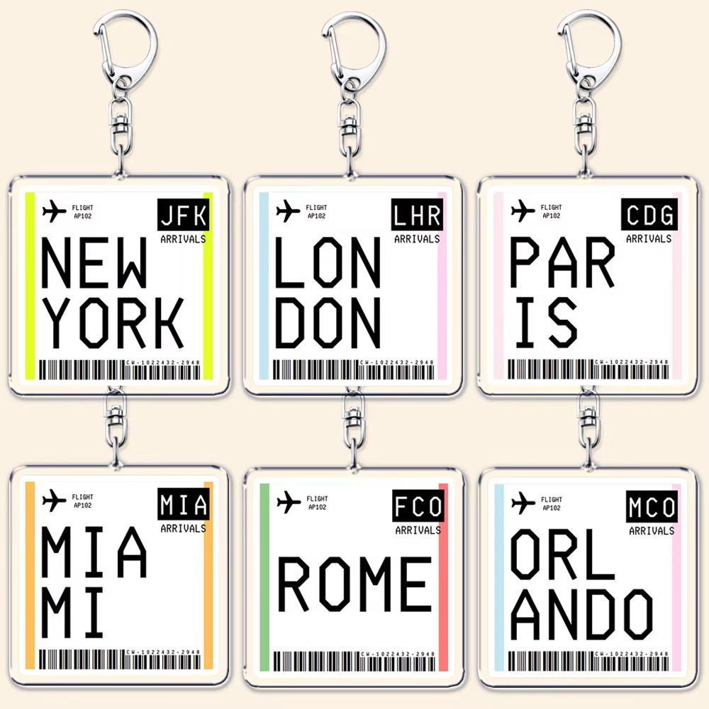Travel Accessories Jewelry - Reise-Flugticket-Bordkarten-Schlüsselanhänger London Paris Tokio New York