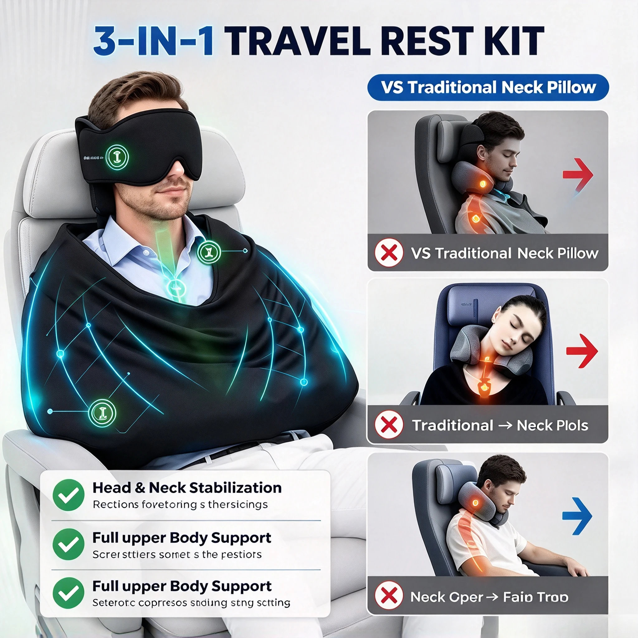 3-in-1-Flugzeug-Schlafsystem,  – Travel Accessories Long Flight Bewertung und Preis
